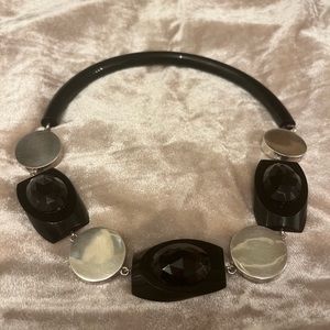 Taxco Silver & Black Plastic Necklace
